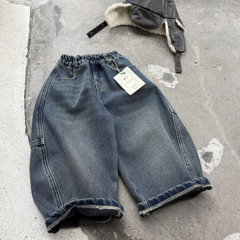 Dječje zimske traperice – opušteni ravni kroj, srednji pojas s elastičnom trakom, pamuk-denim, enzimsko pranje