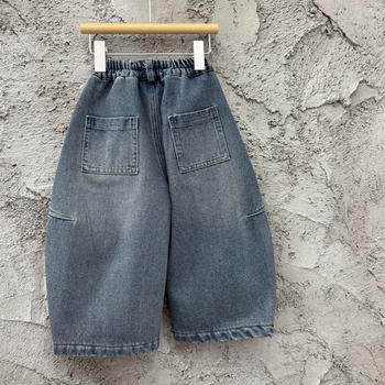 Dječje zimske traperice – opušteni ravni kroj, srednji pojas s elastičnom trakom, pamuk-denim, enzimsko pranje