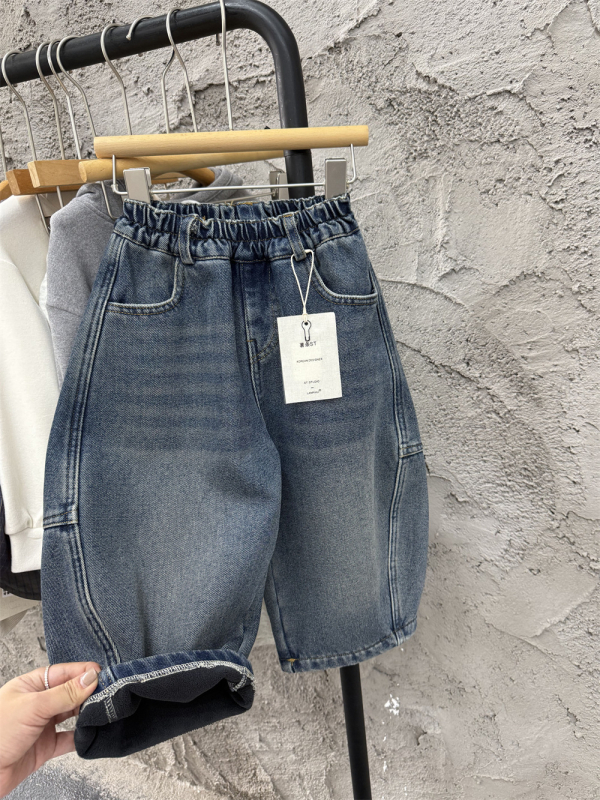 Dječje zimske traperice – opušteni ravni kroj, srednji pojas s elastičnom trakom, pamuk-denim, enzimsko pranje