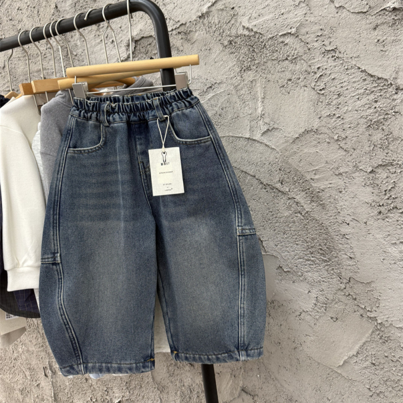 Dječje zimske traperice – opušteni ravni kroj, srednji pojas s elastičnom trakom, pamuk-denim, enzimsko pranje