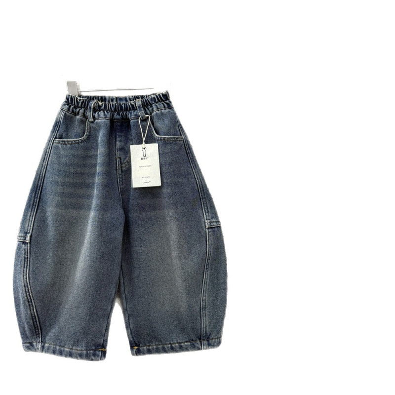 Dječje zimske traperice – opušteni ravni kroj, srednji pojas s elastičnom trakom, pamuk-denim, enzimsko pranje