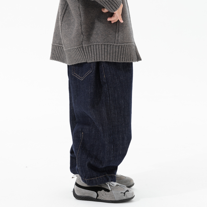 Pantaloni pentru băieți, stil coreean, iarnă, lungi, talie medie, vârsta 3–8 ani, țesătură principală: 78.8% bumbac / 21.2% bumbac reciclat; căptușeală: 100% poliester