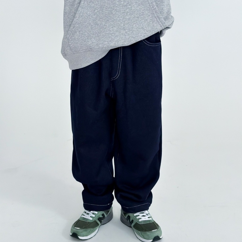 Gyerekeknek szóló nadrág denim-szerű anyagból, fleece belsővel, hosszú téli viselet, középmagas derekú