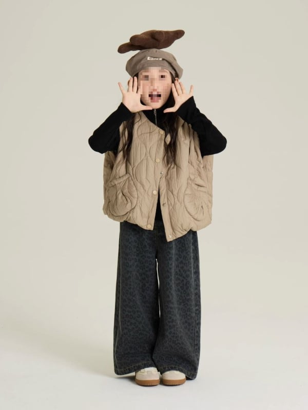 Dječje traperice za djevojčice s leopard printom i fleec podstavom, duge, sa srednjim strukom i elastičnim pojasom, pogodne za proljeće i jesen