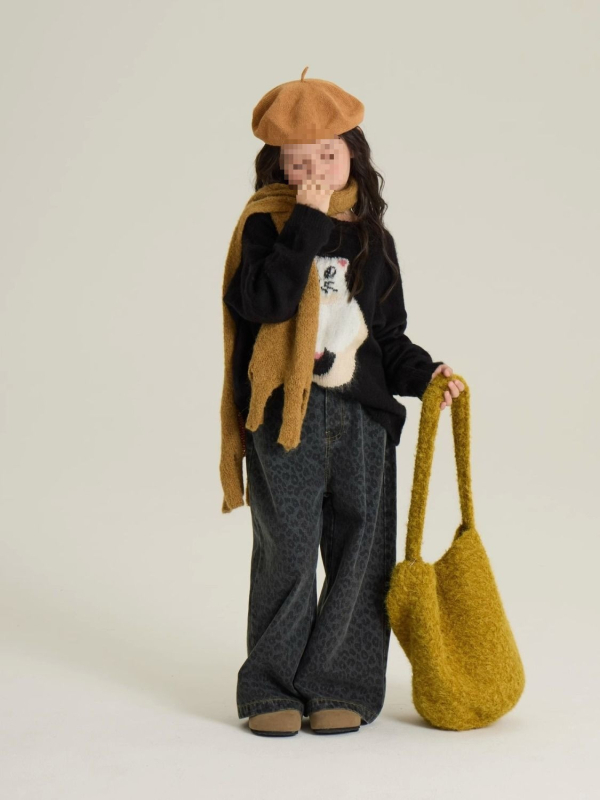 Dječje traperice za djevojčice s leopard printom i fleec podstavom, duge, sa srednjim strukom i elastičnim pojasom, pogodne za proljeće i jesen