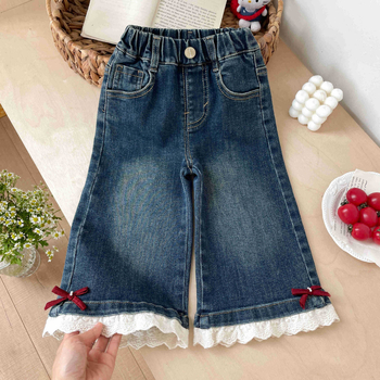 Dječje traperice za djevojčice, korejski stil, srednji pojas, 90% pamuk, mekana obrada, djeca od 3 do 8 godina