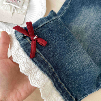 Dječje traperice za djevojčice, korejski stil, srednji pojas, 90% pamuk, mekana obrada, djeca od 3 do 8 godina