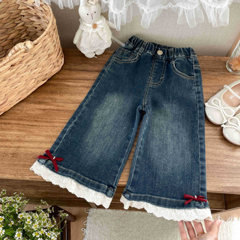 Dječje traperice za djevojčice, korejski stil, srednji pojas, 90% pamuk, mekana obrada, djeca od 3 do 8 godina