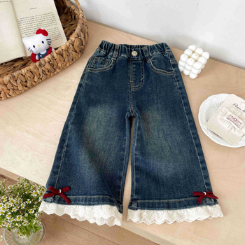 Dječje traperice za djevojčice, korejski stil, srednji pojas, 90% pamuk, mekana obrada, djeca od 3 do 8 godina