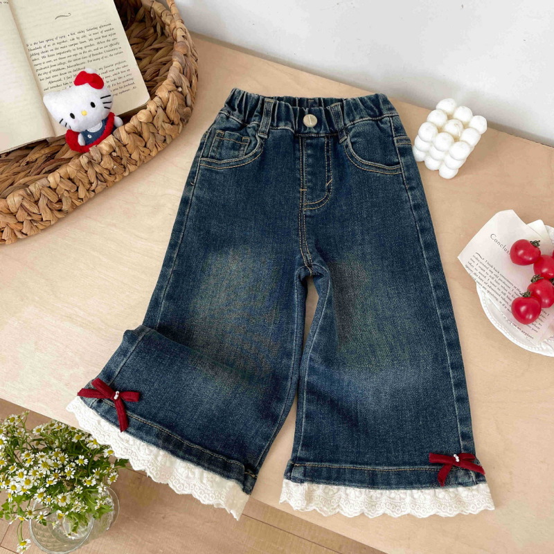 Dječje traperice za djevojčice, korejski stil, srednji pojas, 90% pamuk, mekana obrada, djeca od 3 do 8 godina