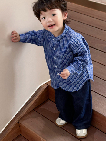 Jeanși pentru copii - Denim moale din bumbac, 75,5% bumbac, talie înaltă cu elastic, croială cowboy activ, unisex pentru 1–3 ani