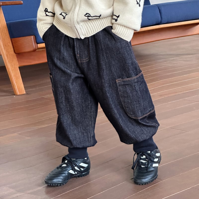 Pantaloni din denim pentru băieți - croială cargo lejeră, lungime întreagă, toamnă 2025, amestec bumbac-denim