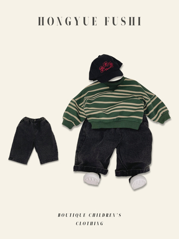 Dječje hlače u korejskom stilu, 100% pamuk, visoki struk, široki kroj, jednobojne, meko pranje u enzimu, za dob 1–3 godine, proljeće i jesen