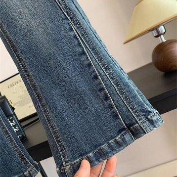 Hlače za djevojčice od denima s krojem flare, isprani denim, casual duge hlače, srednji pojas, zip, za djecu iznad 8 godina