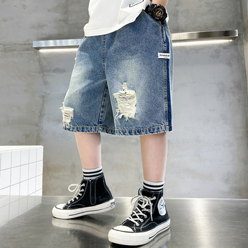 Pamukasti šorcevi za dječake, do koljena, srednji pojas, ljetni stil