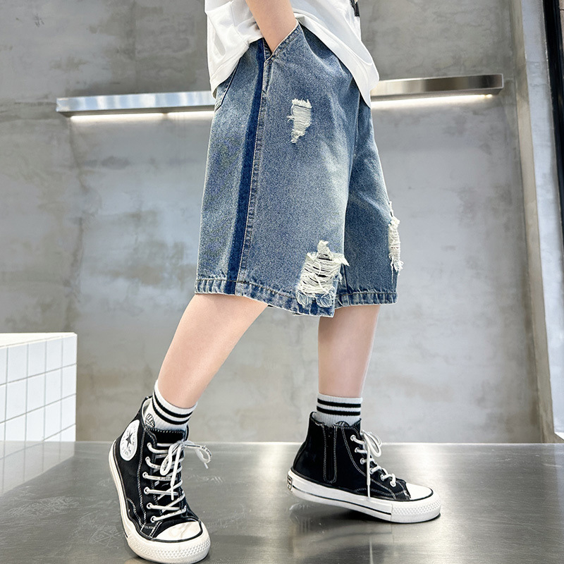 Pamukasti šorcevi za dječake, do koljena, srednji pojas, ljetni stil