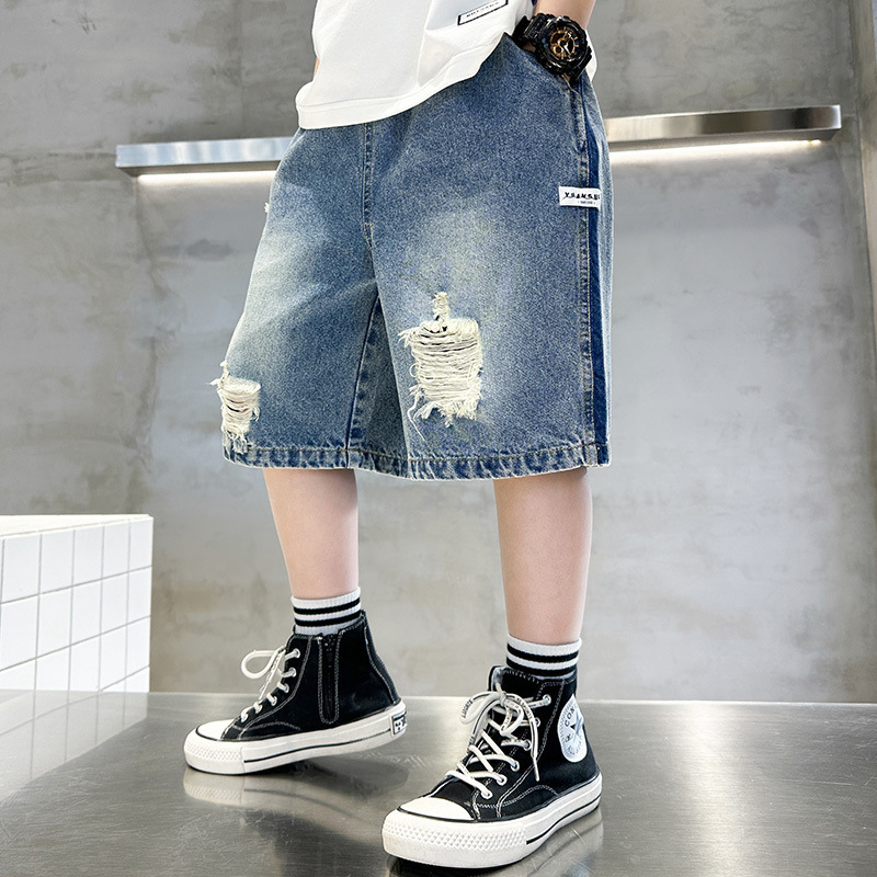 Pamukasti šorcevi za dječake, do koljena, srednji pojas, ljetni stil