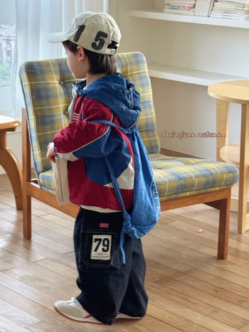 Fiúknak készült farmernadrág, koreai stílus, 70% pamut, magas derekú, kargo zsebek