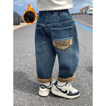 Dječje traperice s fleec podstavom, elastični pojas, debeli zimski model, unisex