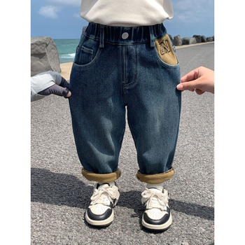 Dječje traperice s fleec podstavom, elastični pojas, debeli zimski model, unisex