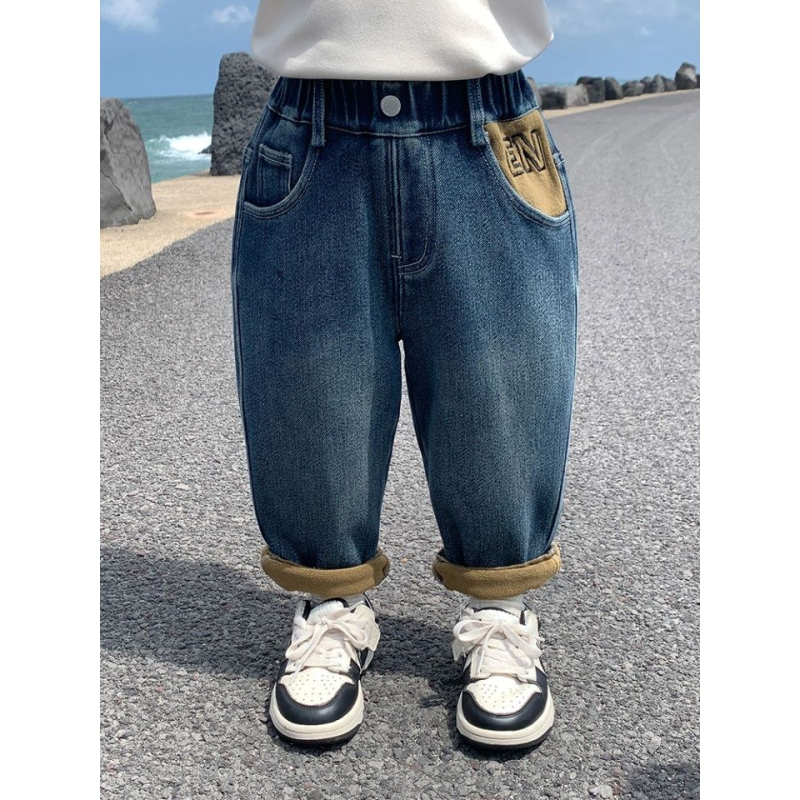 Dječje traperice s fleec podstavom, elastični pojas, debeli zimski model, unisex