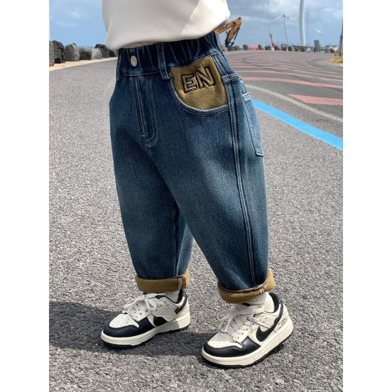 Dječje traperice s fleec podstavom, elastični pojas, debeli zimski model, unisex