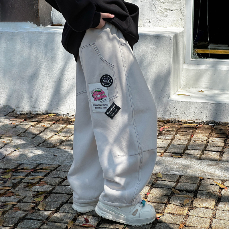 Dječje traperice za dječake, 100% pamuk, uzorak s slovima, srednji pojas, široke ravne nogavice