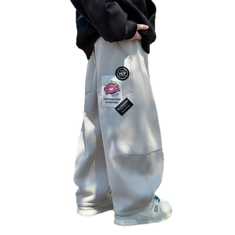 Dječje traperice za dječake, 100% pamuk, uzorak s slovima, srednji pojas, široke ravne nogavice