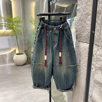 Dječje traperice od denima, korejskog stila, srednji pojas, sa šnom u struku, unisex, za djecu 3–8 godina