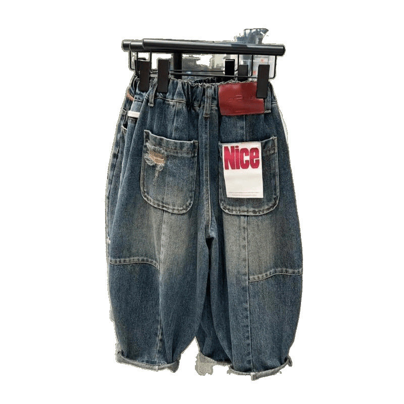 Dječje traperice od denima, korejskog stila, srednji pojas, sa šnom u struku, unisex, za djecu 3–8 godina