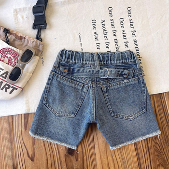 Dječje traper kratke hlače u japanskom stilu, srednji pojas, 90% pamuk, zatvaranje gumbom i zipom, za uzrast 3–8 godina