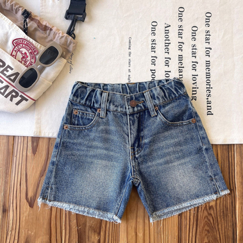 Dječje traper kratke hlače u japanskom stilu, srednji pojas, 90% pamuk, zatvaranje gumbom i zipom, za uzrast 3–8 godina