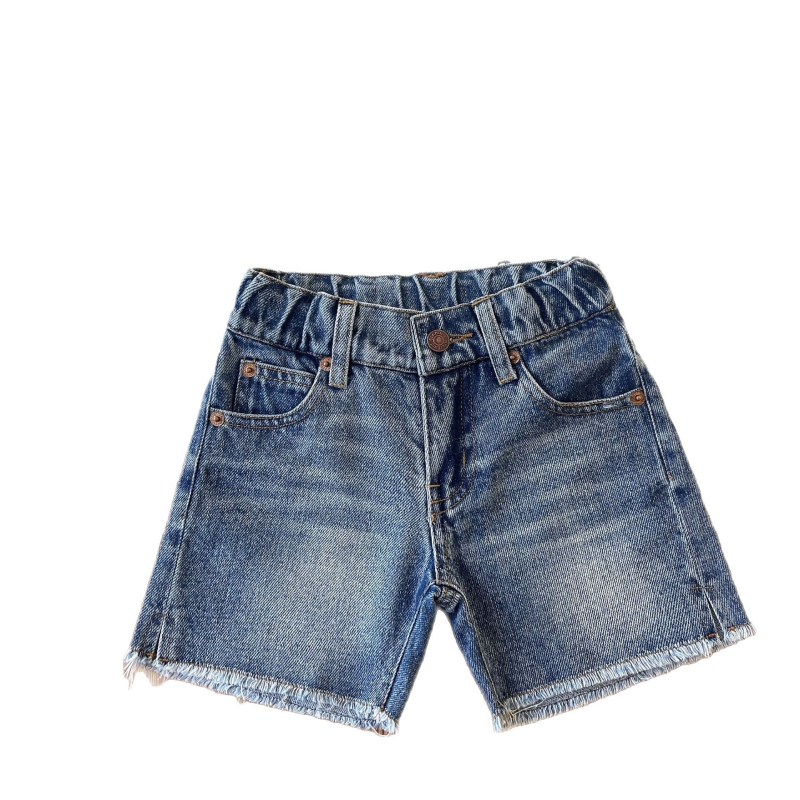 Dječje traper kratke hlače u japanskom stilu, srednji pojas, 90% pamuk, zatvaranje gumbom i zipom, za uzrast 3–8 godina