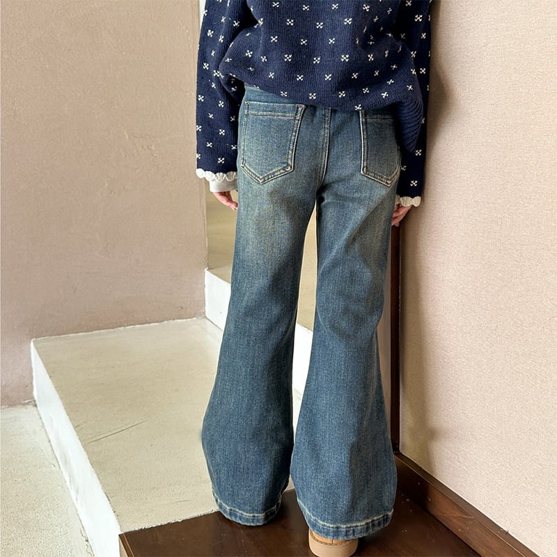 Dječje traperice za djevojčice, korejskog stila, elastični pojas, srednje visoki pojas, pamuk 30–50%, za djecu 3–8 godina, proljeće, jesen i zima