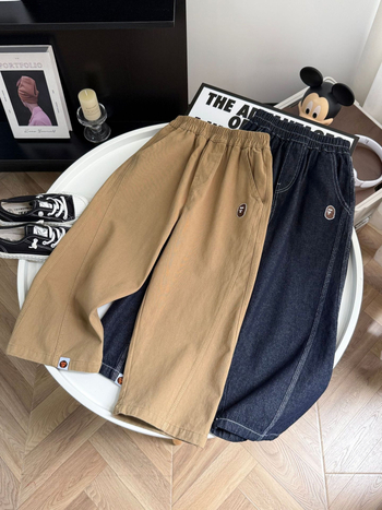 Patchwork gyerek farmernadrág, pamut denim, középmagas derekú, elasztikus derékszíj, uniszex, 3–8 éveseknek