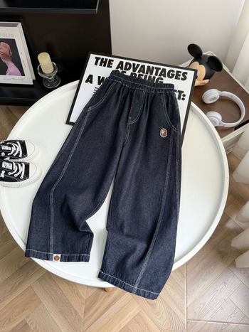 Patchwork gyerek farmernadrág, pamut denim, középmagas derekú, elasztikus derékszíj, uniszex, 3–8 éveseknek