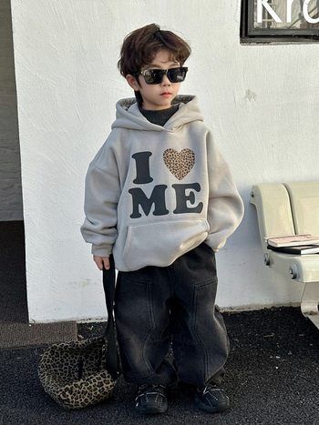 Gyerekeknek készült melegen bélelt farmernadrág, 100% pamut, téli kollekció 2025, középmagas derék, egyszínű