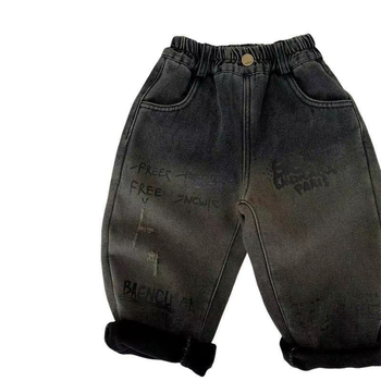 Dječje traperice od pamuka, unisex, 90% pamuk, mekana obrada, dvostruki pojas s elastičnim pojasom, za uzrast 3–8 godina, pogodne za sve sezone.