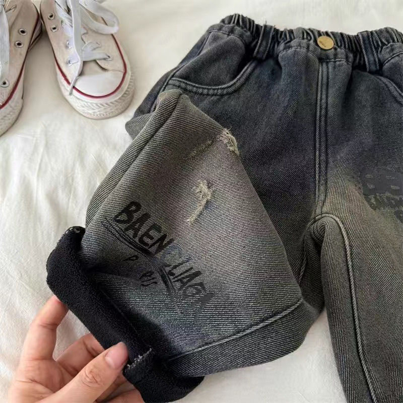 Dječje traperice od pamuka, unisex, 90% pamuk, mekana obrada, dvostruki pojas s elastičnim pojasom, za uzrast 3–8 godina, pogodne za sve sezone.