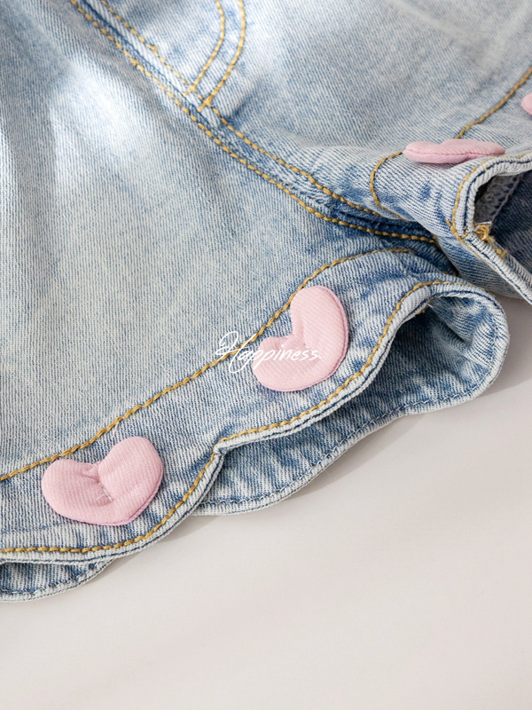 Dječje traper šorc za djevojčice, korejski stil, denim s 80% pamuka, uzrast 3–8 godina, elastični struk