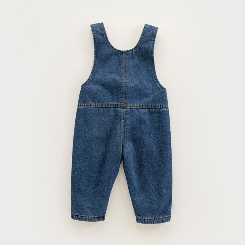 Dječji džins overale s naramenicama i fleece-podstavom, jesen-zima model (Materijal: poliester 70–80%, Podstava: fleece, Stil: korejski, Zatvaranje: gumbi, Sezona: jesen-zima)