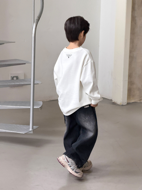 Gyerekeknek szóló téli fleece-béléssel ellátott farmernadrág, egyenes szabású, pamutkeverék 80% / 11% poliészter / 9% viszkóz