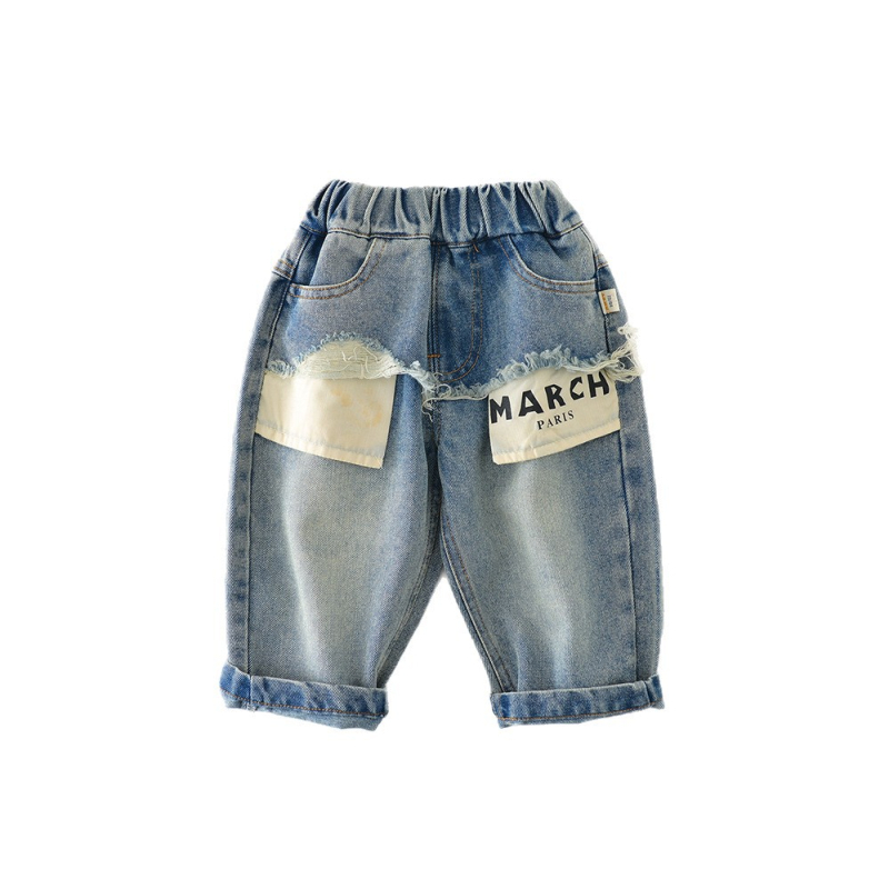 Dječje hlače, korejski stil, print s slovima, poliester materijal, proljeće, unisex, za djecu od 1 do 3 godine