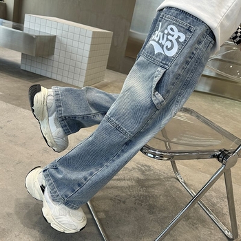 Dječje traperice za dječake, korejski stil, široki kroj, elastični pojas, proljeće–jesen, za djecu preko 8 godina