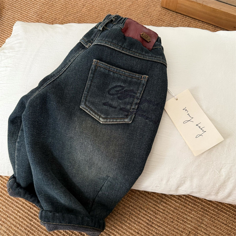 Dječje traperice s flis podstavom, zimske, korejskog stila, unisex, za djecu 3–8 godina
