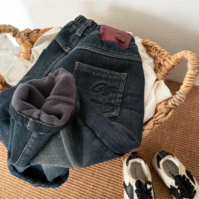 Dječje traperice s flis podstavom, zimske, korejskog stila, unisex, za djecu 3–8 godina