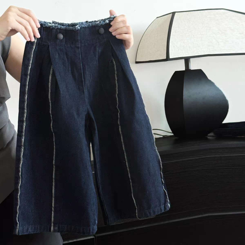 Dječje traperice u korejskom stilu, osnovni kroj, denim, srednji pojas s elastičnim pojasom, za dobnu skupinu 3–8 godina