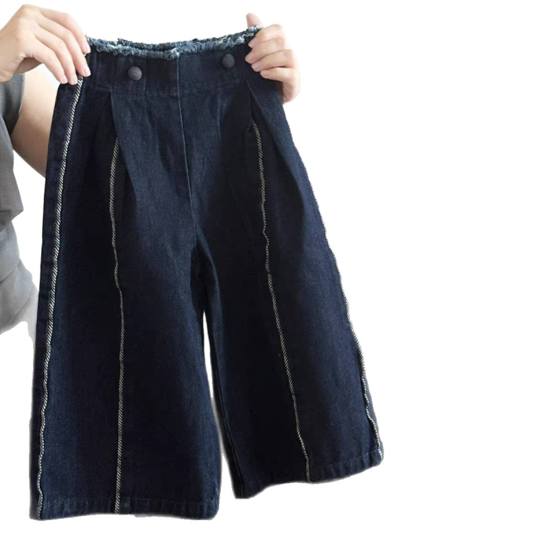 Dječje traperice u korejskom stilu, osnovni kroj, denim, srednji pojas s elastičnim pojasom, za dobnu skupinu 3–8 godina