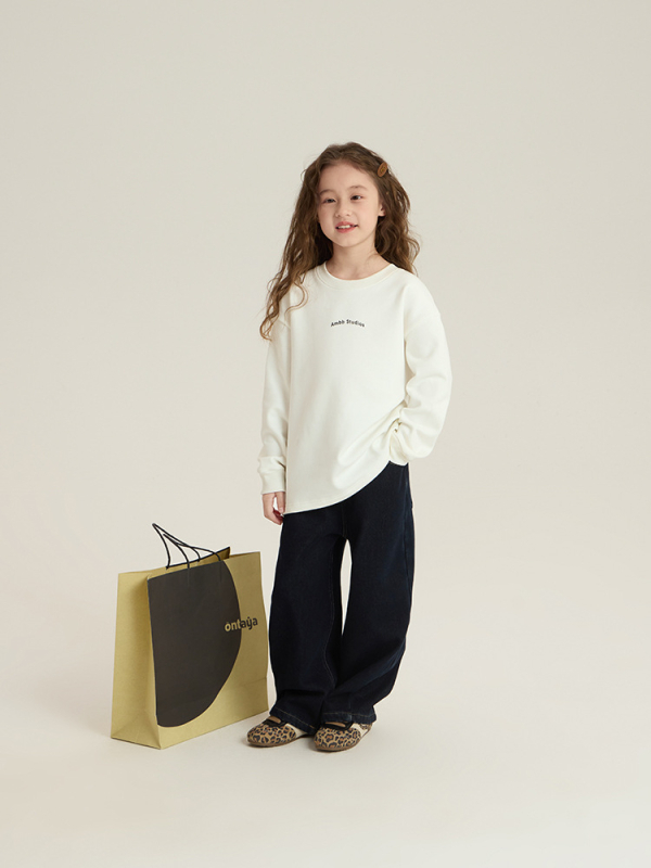 Dječje hlače u korejskom stilu s flis denimom, izdržljiv fade-denim + austrijski flis, 90% pamuk / 5% poliester / 5% viskoz, srednji pojas s elastikom, zima, unisex, za djecu 3–8 godina