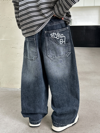 Дънки за момчета - деним от памук и полиестер (68/32), средна талия с еластична лента, деним с мека обработка, подходящи за пролет и есен